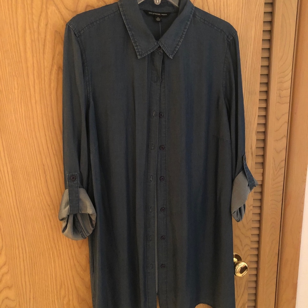 Blue top with flared sides